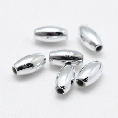 Acrylic Rice Oval - Bright Silver Or Gold 8x4mm