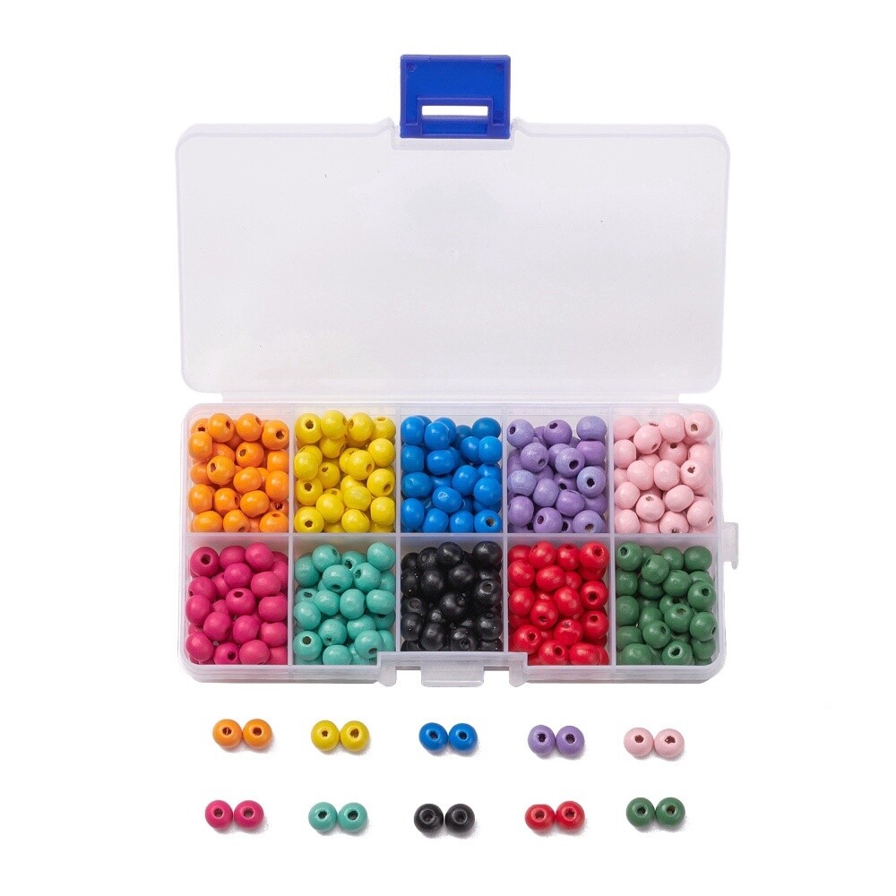 340 Piece Wooden Bead Inspiration Kit - 10 Colours
