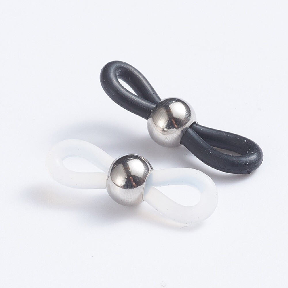 Eye Glass Ends - Black or White With Bead Mix - 20x6mm