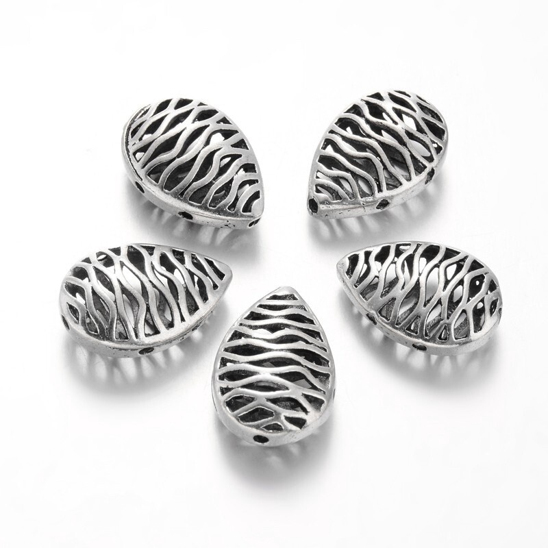 Multi Strand Spacer Teardrop -  Silver 20x14mm