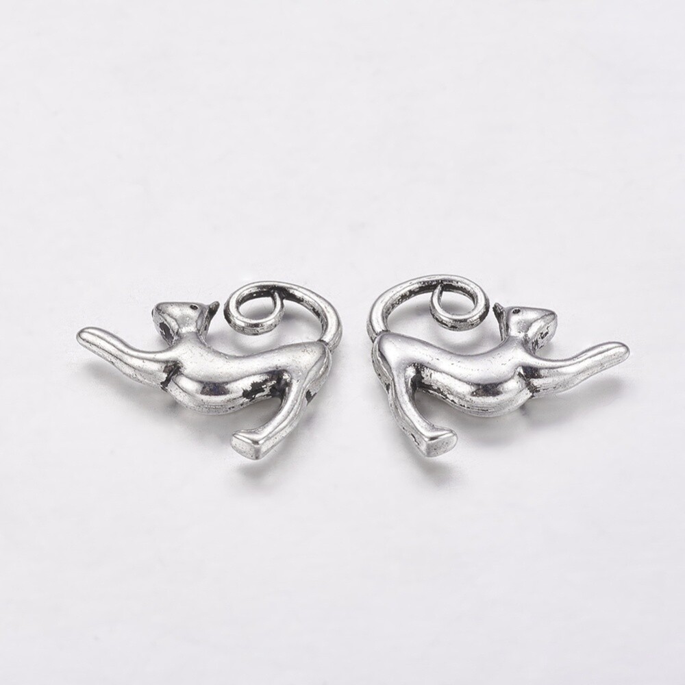 Cat Charm - Silver 14x17mm