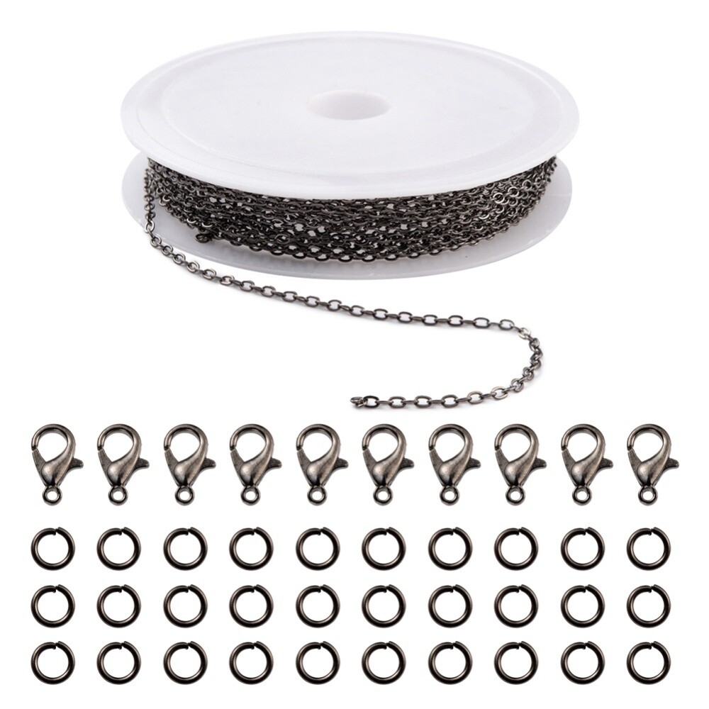 Inspiration Kit - Gunmetal Necklace Making Kit With 3m Cable Chain