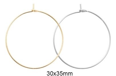 316 SS Hoops - Gold or Silver 35mm (Pair)