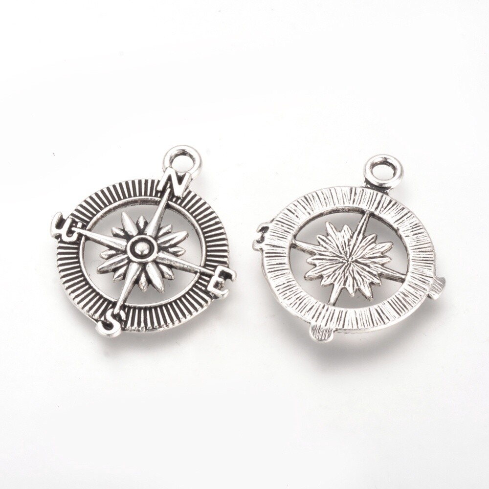 NZMH - TS Compass Charm Silver 29.5x25mm