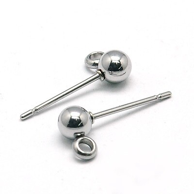 304 SS Ball Stud Post Earring (Pair)