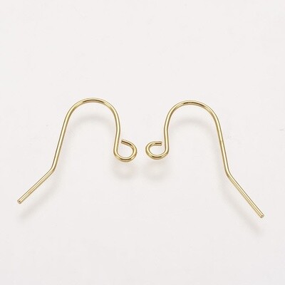 Simple Earring Hooks - Golden 12x17mm (Pair)