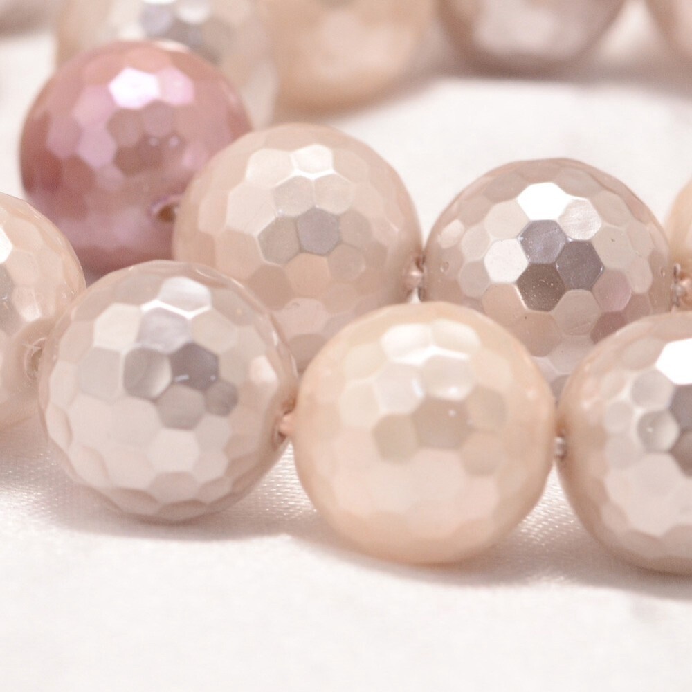 Faceted Shell Based Pearl - Pink Mix 10mm