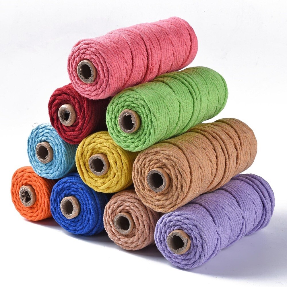 Cotton Macramé Cord - Assorted 3mm x 50m Roll