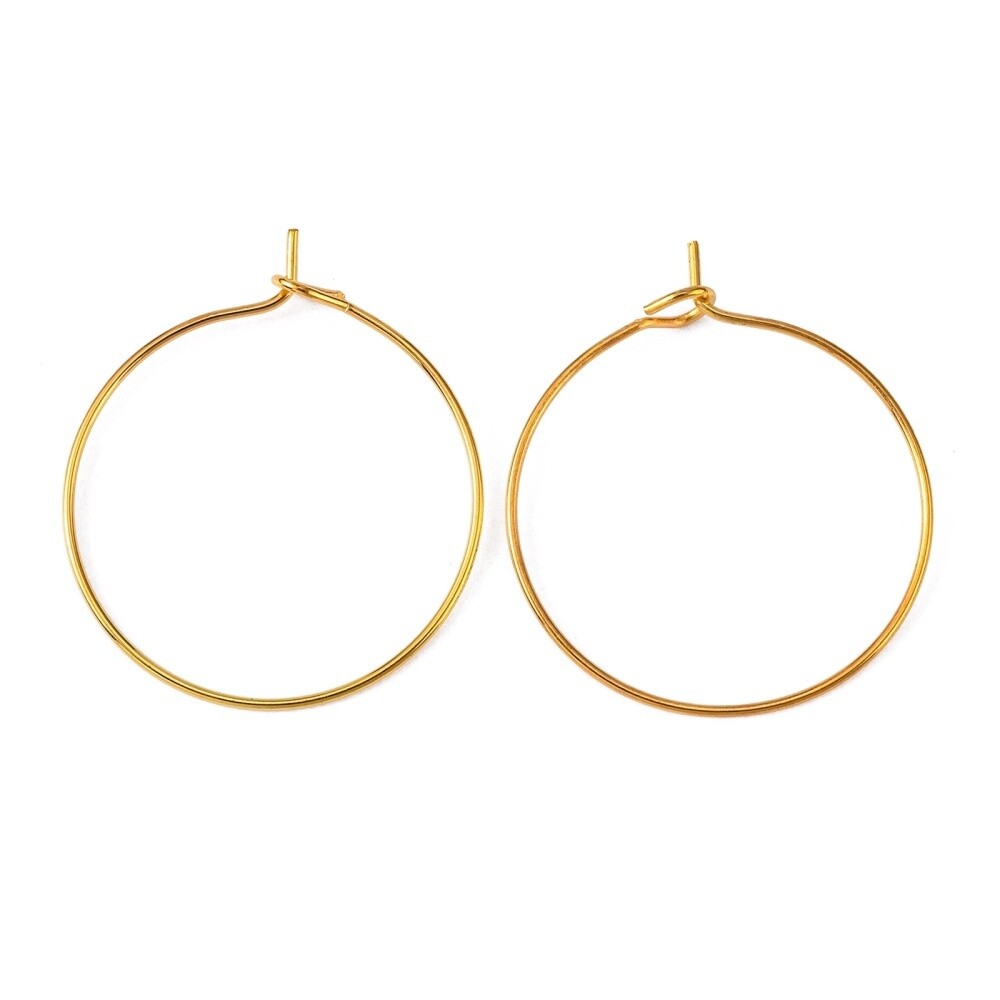 Wine Glass Charm/Earring Hoop Gold 25mm x 0.8mm (Each)