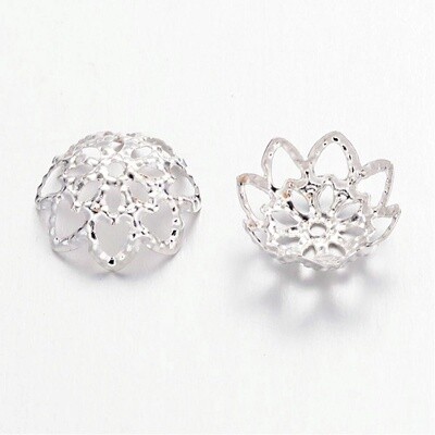 Filigree Bead Cap - Silver 9mm