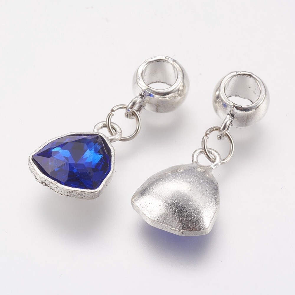 TS Triangular Rhinestone Charm - Sapphire 18x13.5mm