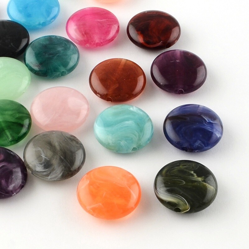 BG Flat Round Syn. Gemstones - 22x8mm