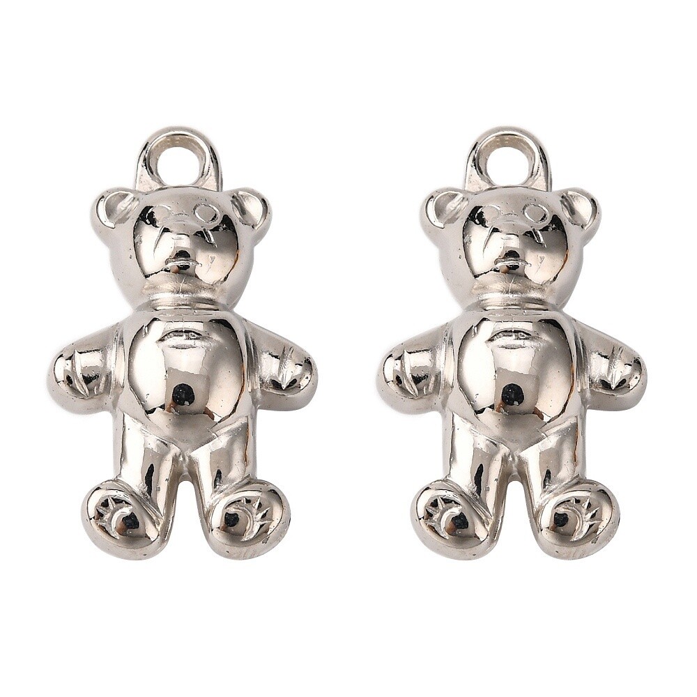 MP Teddy Bear - Silver 15x8mm