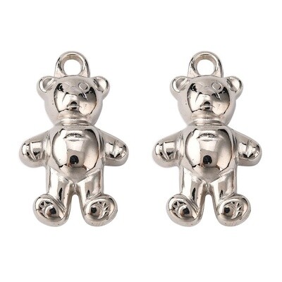MP Teddy Bear - Silver 15x8mm