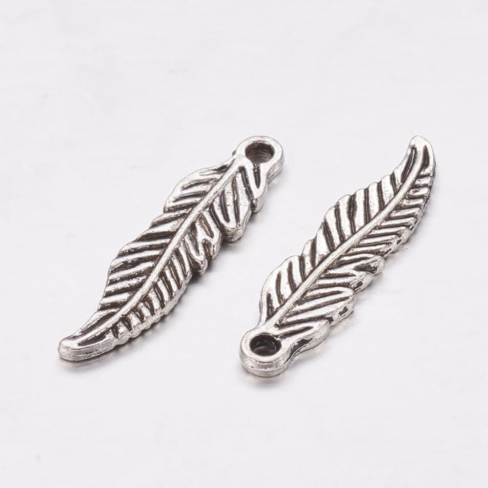 Feather Charm - Silver 23x6mm