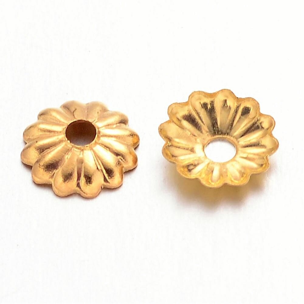 Bead Cap - Golden Flower 5mm