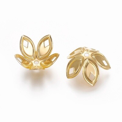5 Petal Bead Cap - Golden 16x18mm