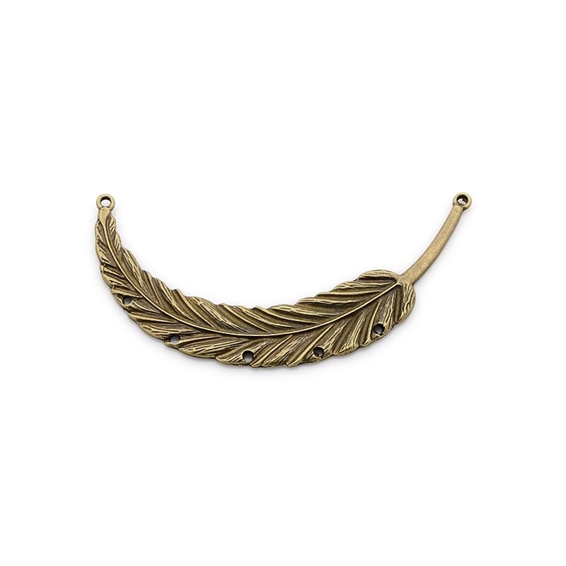 Feather Pendant -  Ant. Bronze 89x18mm
