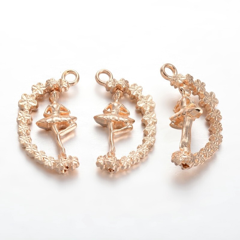 Ballet Dancer Pendant -  Light Gold 28x15mm