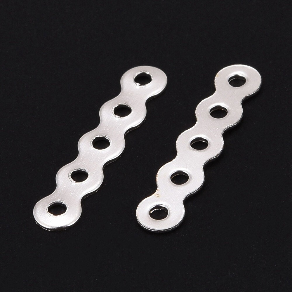 5 Hole Spacer Bar - Silver 17x3mm