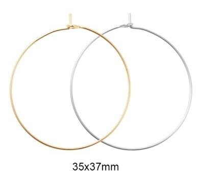 316 SS Hoops - Gold or Silver 37mm (Pair)