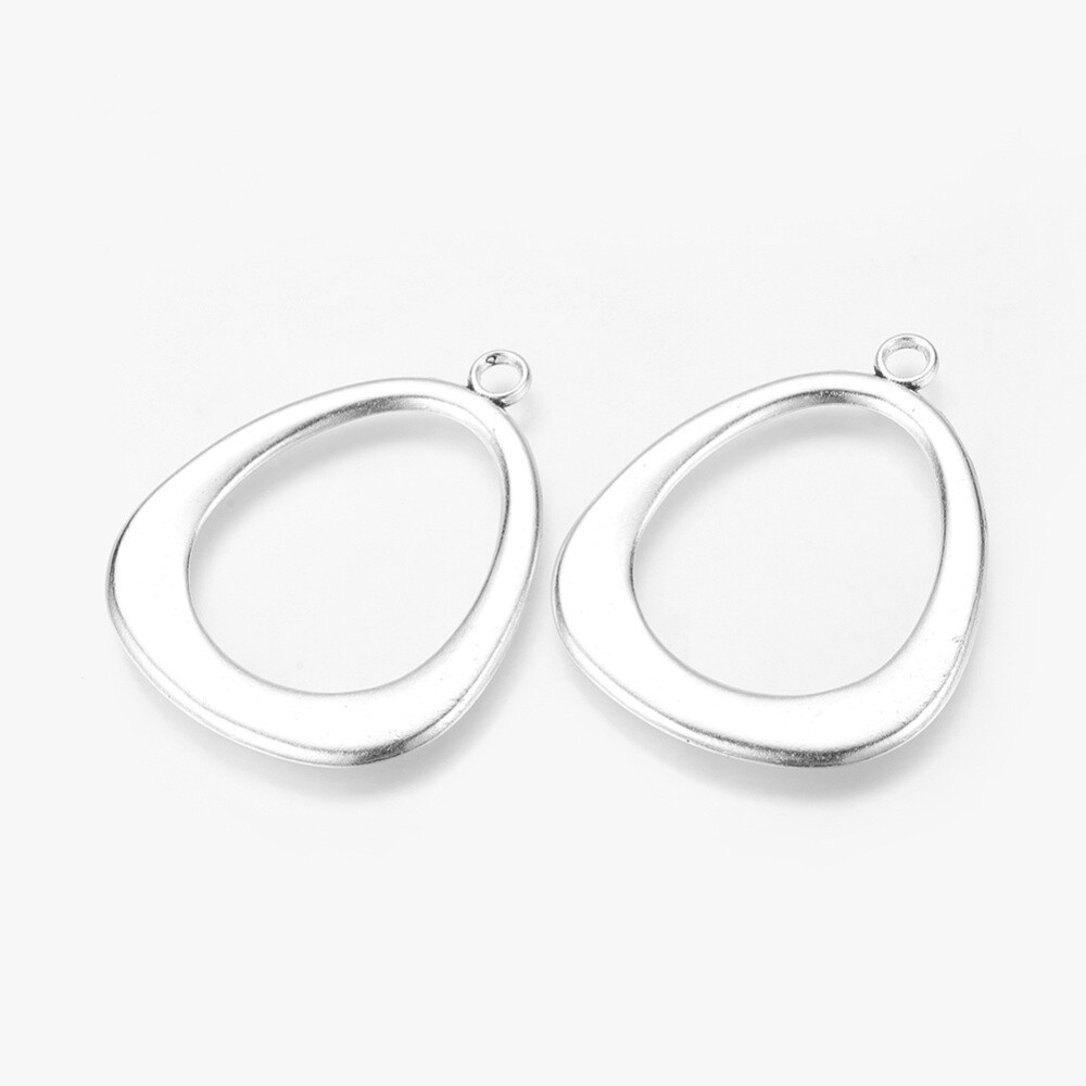 Bead Frame - Fat Oval Silver 56x45mm