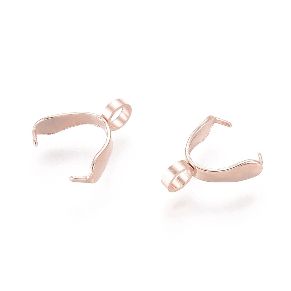 304 SS Ice Pick Pinch Bail - Rose Gold 11x3mm