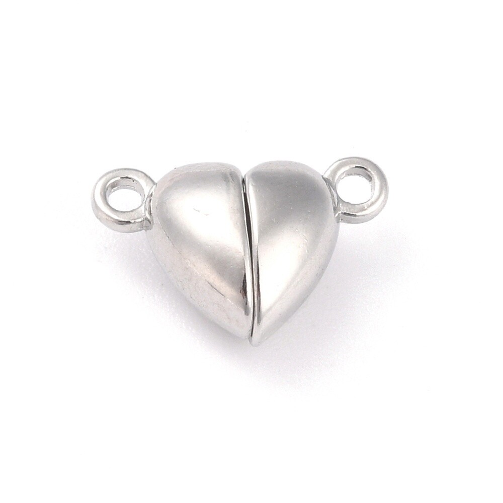 Magnetic Clasp - Heart Shape Platinum 15x9.5mm