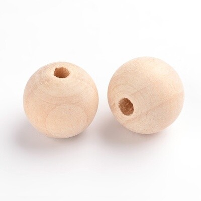 Natural Wood Round - 16x14mm (LH 3mm)