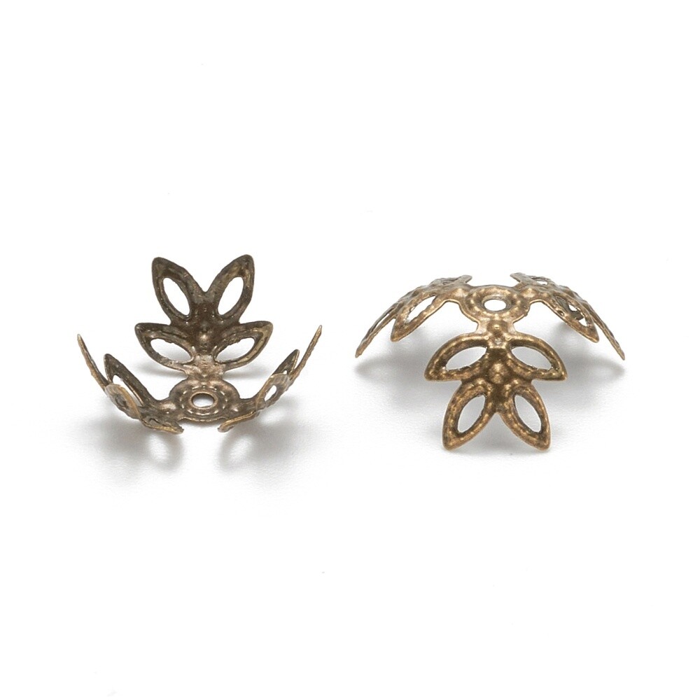 Bead Cap - 3 Petal Bronze 13mm