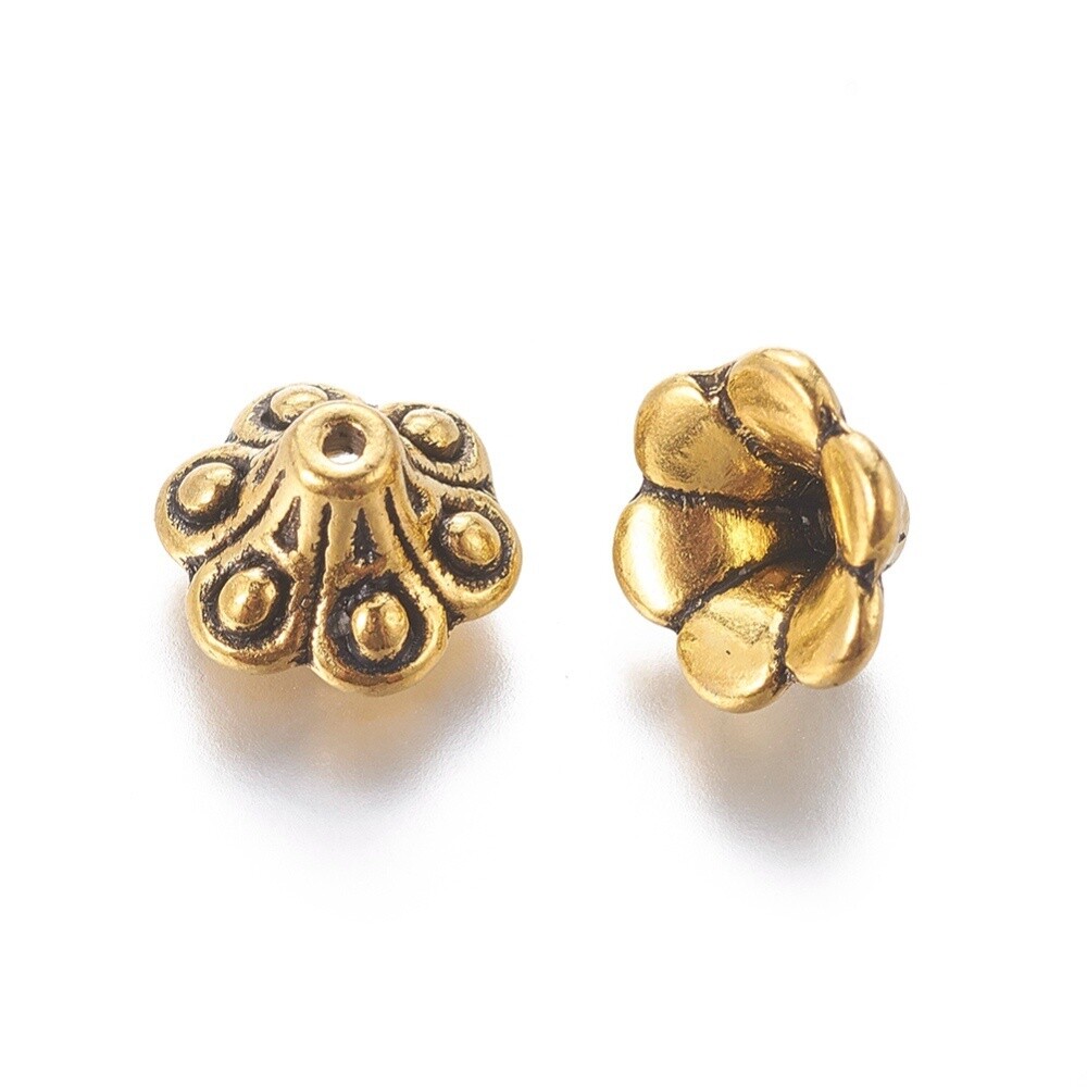 Bead Cap TS Filigree 6 Petal - Gold 9x5mm