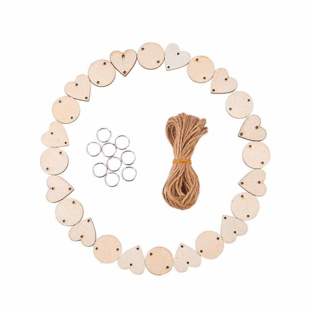 Heart or Round Burly Wood Dual Hole - 30mm