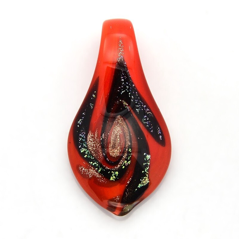 Red Dichroic Teardrop Pendant