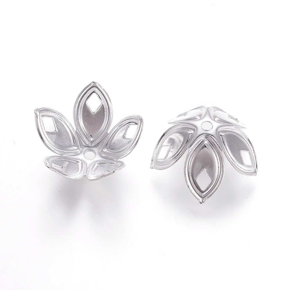 5 Petal Bead Cap - Silver 16x18mm