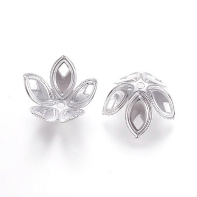5 Petal Bead Cap - Silver 16x18mm