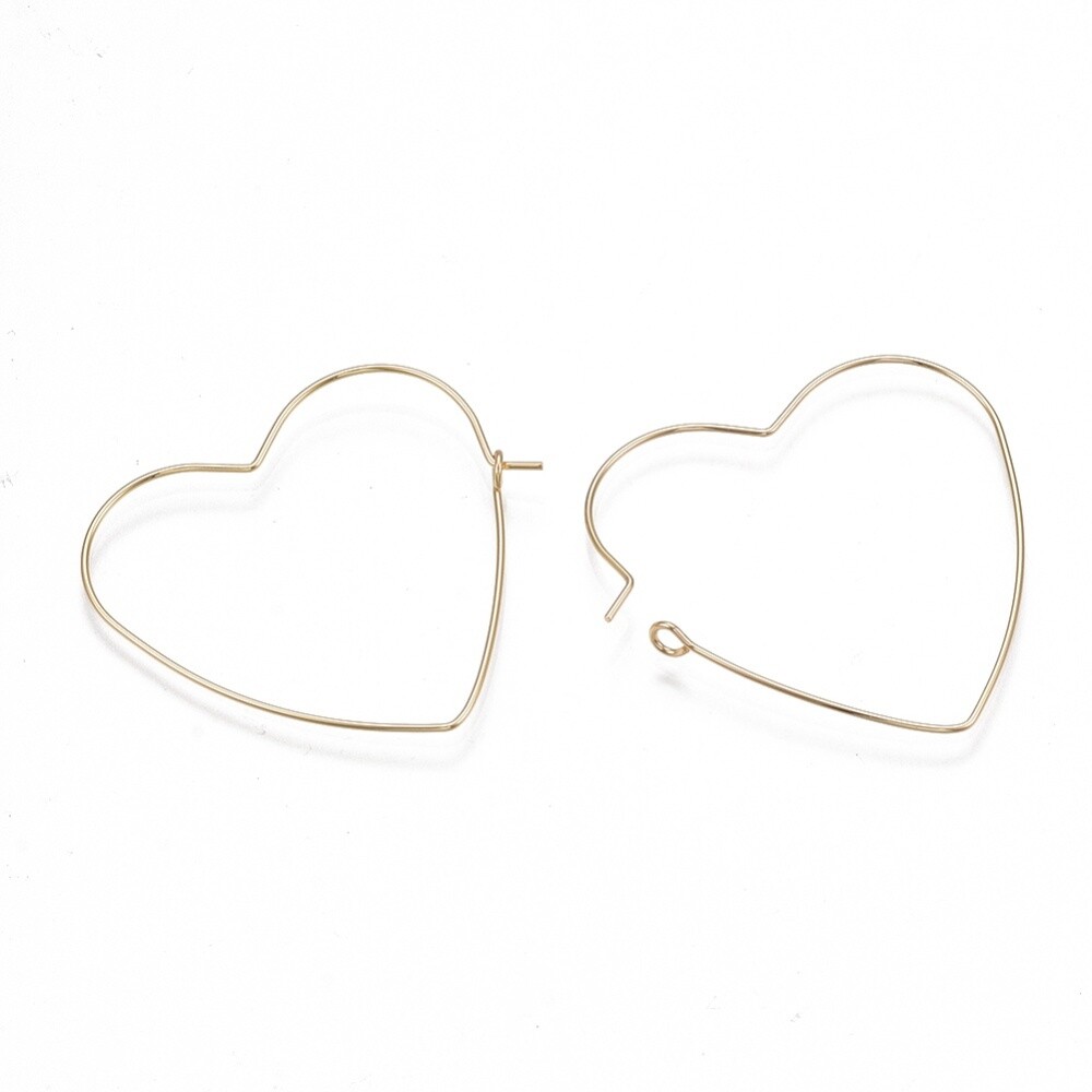 18K Gold Heart Shaped Earring Hoops