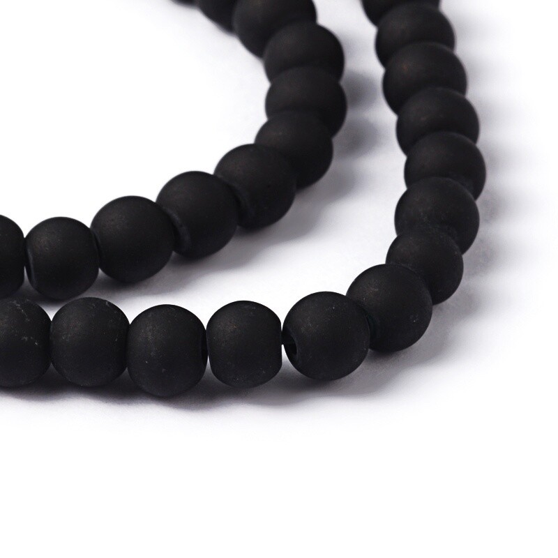 Frosted Glass Bead - Black 6mm