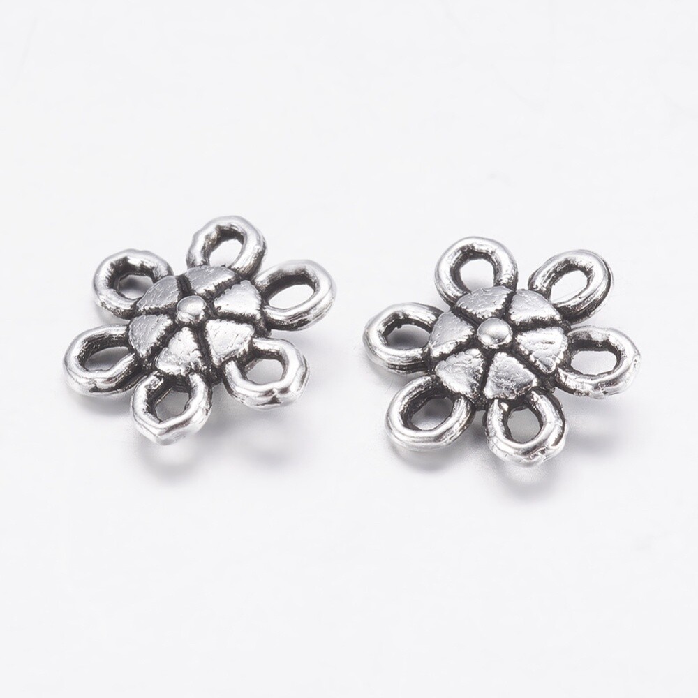 TS Flower Connectors - Silver 9mm