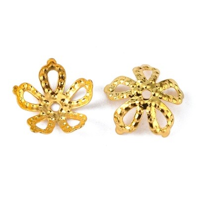 Filigree 5 Petal Bead Cap - Golden 8x3mm
