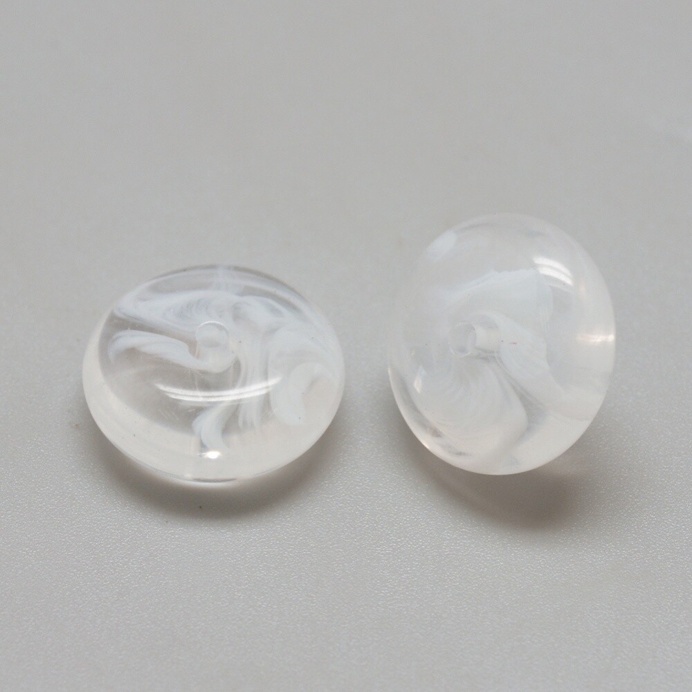 Acrylic Donut - Clear &amp; White Marbled 10x5.5mm