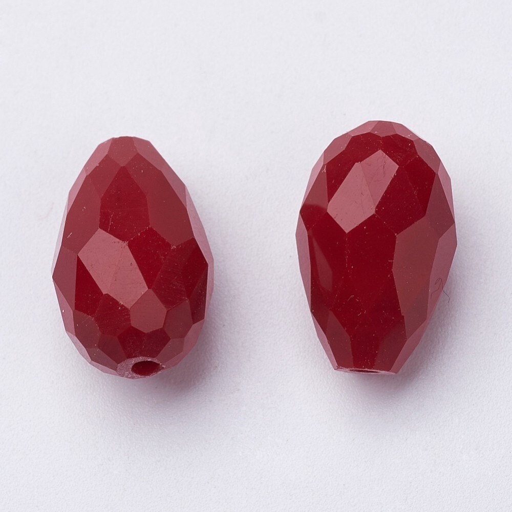 Syn. Jade Faceted Drop -  Dark Red 15x10mm