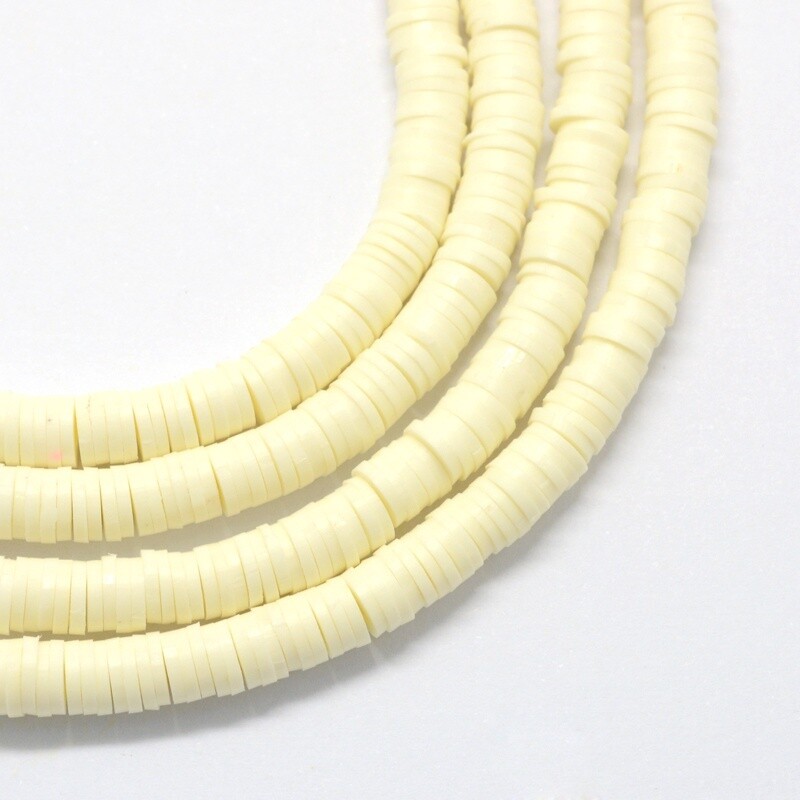 PC Heishi String - Light Goldenrod Yellow 4x1mm ~390 Pieces