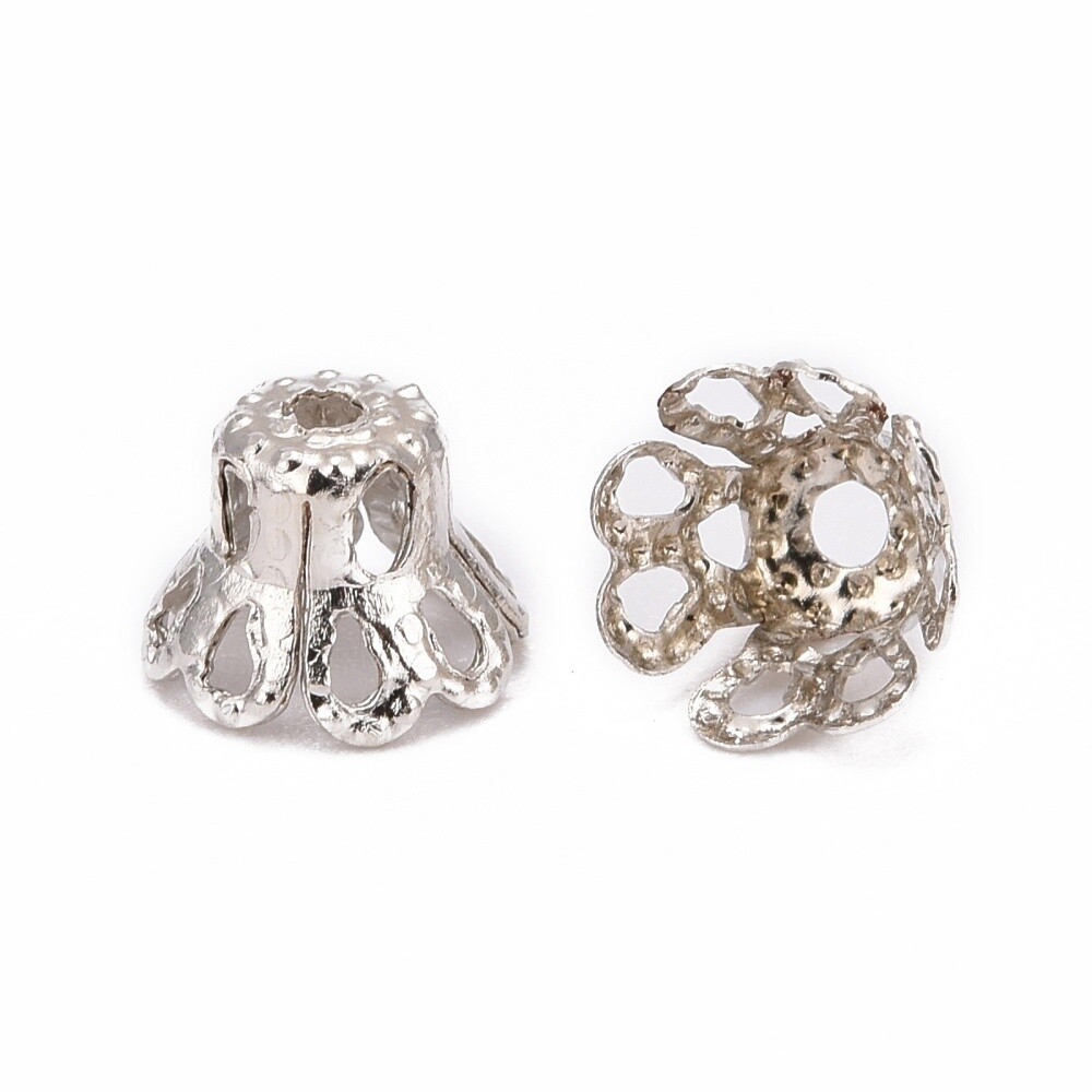 Tall Bead Cap - Platinum 6x4.5mm (ID 5mm)