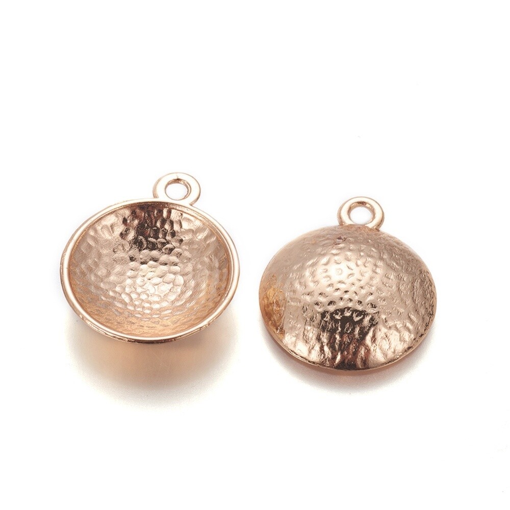 Hammered Concave Round - Tri Metal Mix 23x19mm