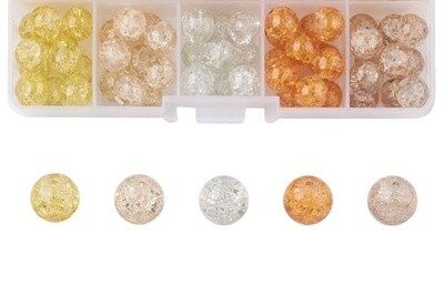 Crackle Glass Round - Caramel Mix 10mm