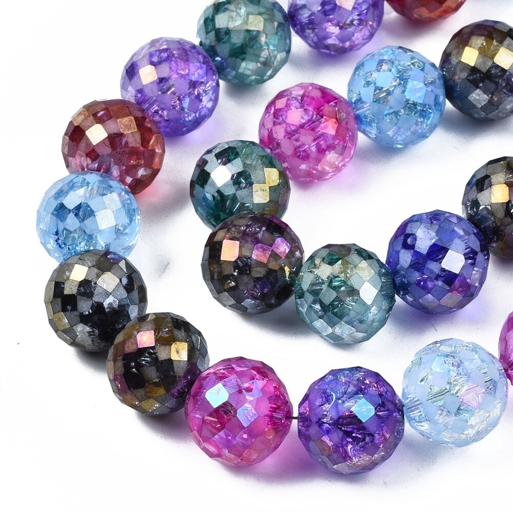 Electroplated Faceted Round - Mixed AB 12mm
