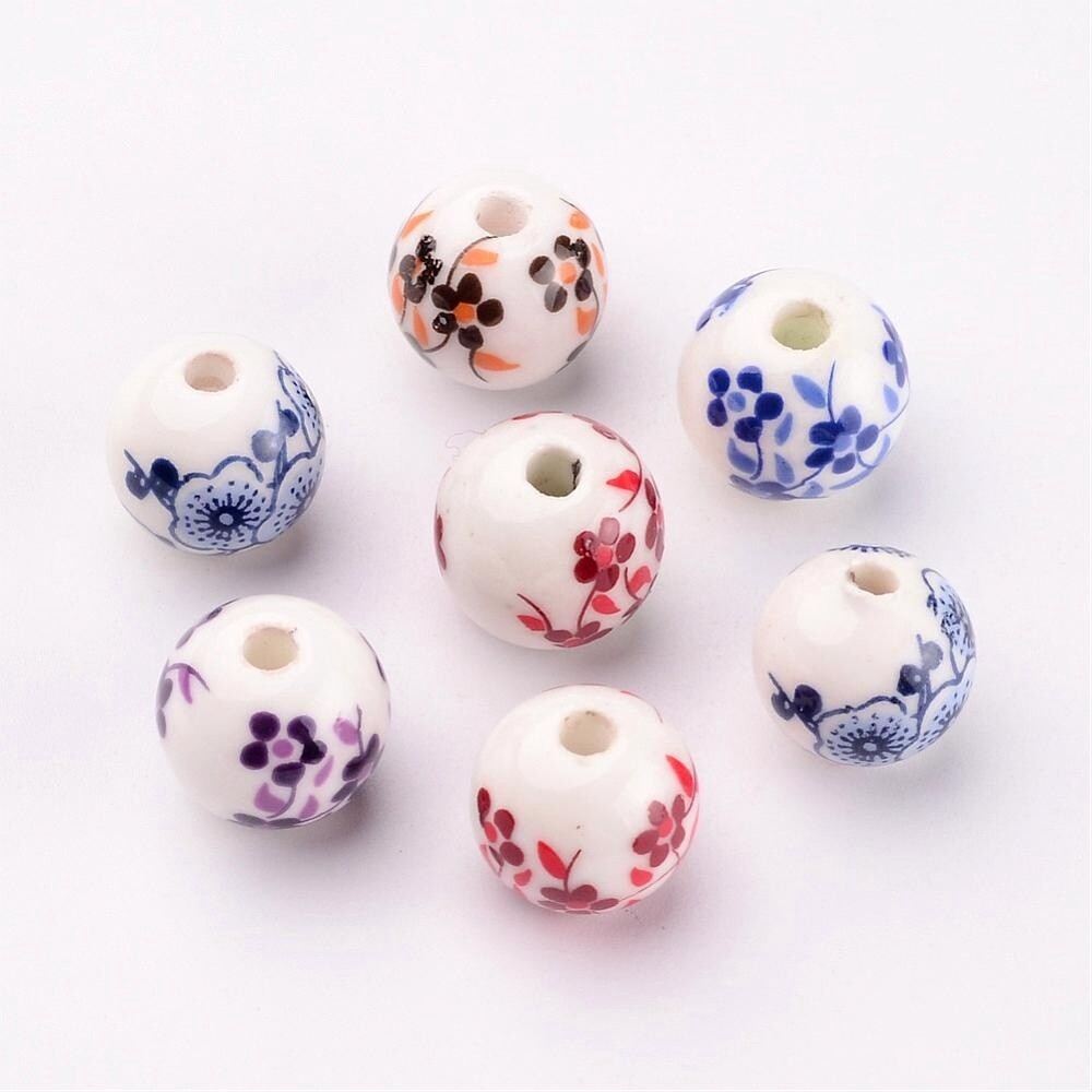 Porcelain Flower Bead - 12mm