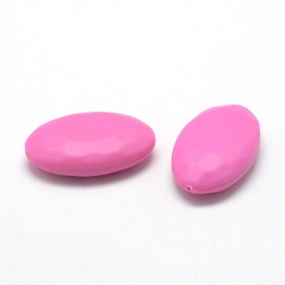Chewellery Bead - Food Grade Silicone Deep Pink Oval 30x18mm
