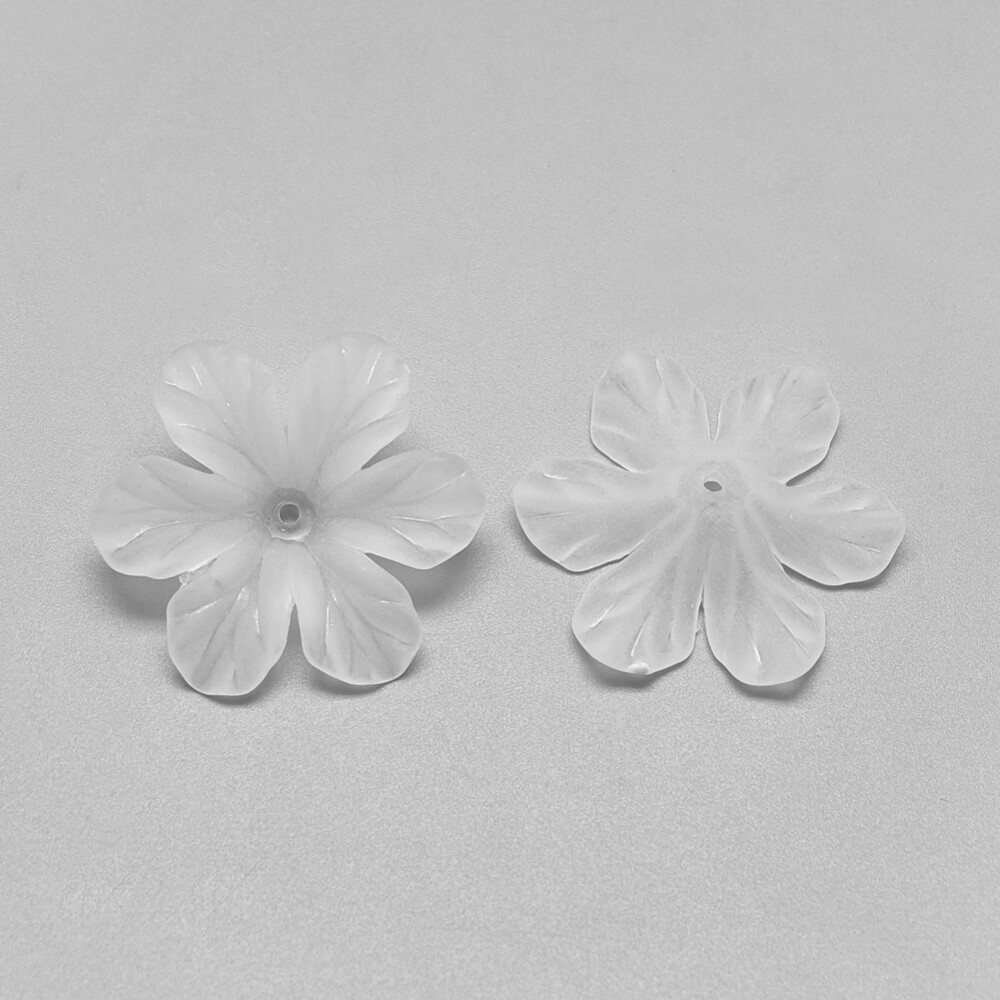 6 Petal Flower Bead Cap - Clear Frosted 32.5x29mm