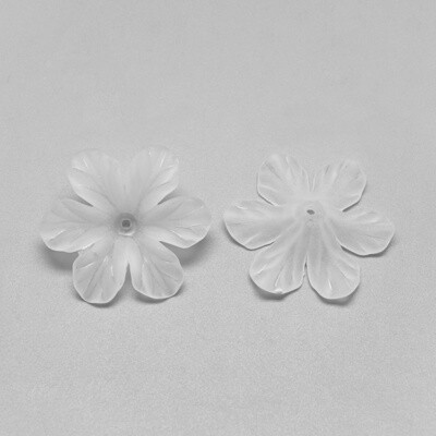 6 Petal Flower Bead Cap - Clear Frosted 32.5x29mm